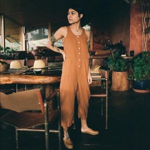Beaton Linen | Pocket Jumpsuit in Rust Size L